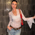 Norvelly Amara Lace Bell Sleeve Top